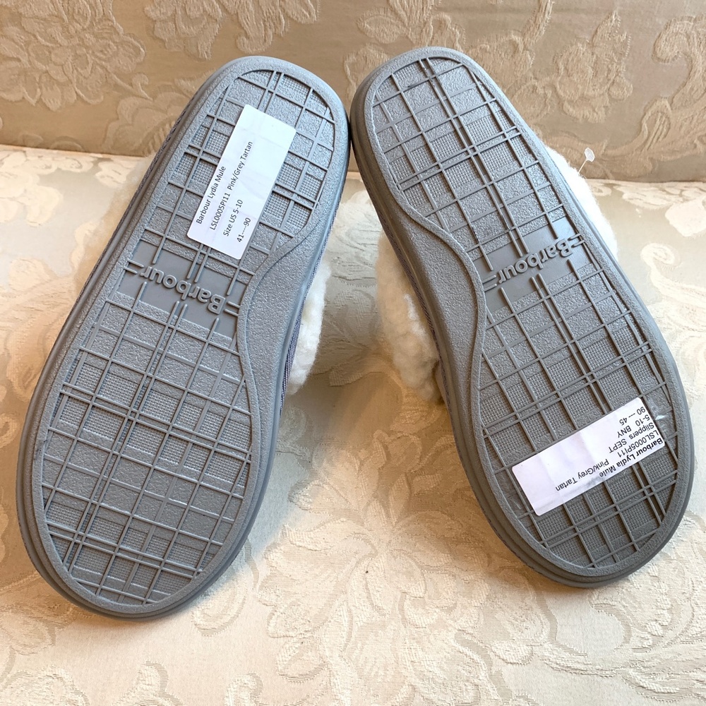 BARBOUR Lydia pink/grey tartan mule slipper - Picture 9 of 11